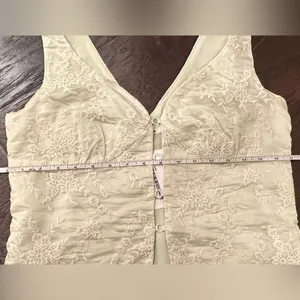 Elegant Lace Embroidered Tank Top Green Size M thumbnail 8