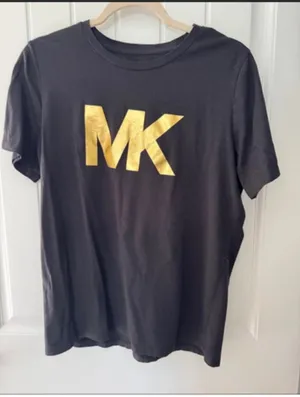 Michael Kors Black T-Shirt with Gold MK Emblem thumbnail 1
