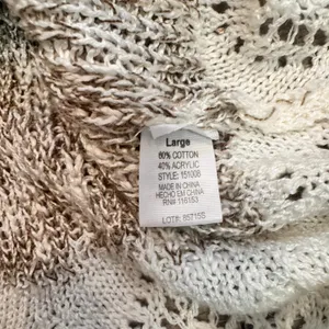 Poof Knit Sweater‎ Beige Crochet Hem Lace Cuffs Size Large L Whimsy thumbnail 5