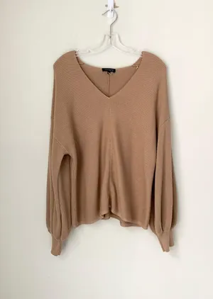 1 State Ribbed Balloon Sleeve Cotton Blend Sweater thumbnail 3