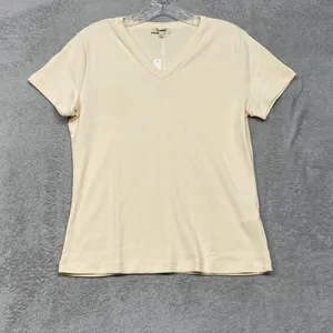 Madewell Shirt Womens XL Cream 90s‎ Baby Tee Short Sleeve Cotton V Neck NY931 thumbnail 2