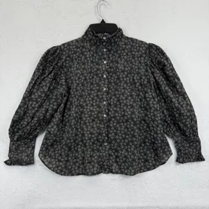 LoveShackFancy XS Floral Mock Neck Blouse‎ Long Sleeve Top Boho Chic NWOT thumbnail 9