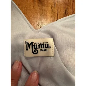 Show Me Your Mumu Dress Small Floral Halter Backless Mini Light Blue Peach Rose thumbnail 8