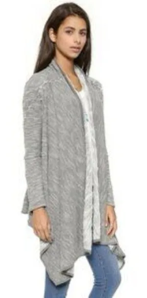 Free People In The Loop Gray Boucle Knit Open Front Waterfall Cardigan Size S thumbnail 1