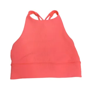 Lululemon Energy High Neck Longline Sports Bra Sunset Coral Pink 4 No Padding thumbnail 1