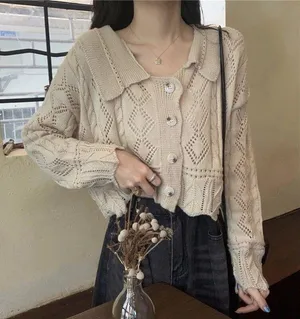 Cardigan Women Spring Solid Hollow thumbnail 1