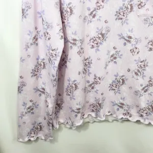 Laura Ashley Large Pajama Set Pink Floral Lettuce Hem Soft Girl Cottagecore 559 thumbnail 8
