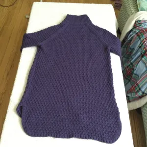 Mockneck Chunky Long Tunic Sweater Purple/Blue - Sz Medium thumbnail 7