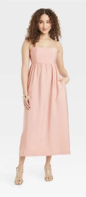 A New Day Women’s Cami Maxi Dress Keyhole Back Side Pockets XS thumbnail 1