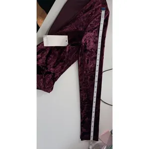 Tobi Burgundy Crushed Velvet Plunge‎ V-Neck Tie Front Bodysuit Whimsigoth Small thumbnail 9