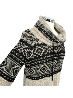 Maurices Nordic Pattern Cowl Neck Sweater Metallic Gray Black Size Medium NWT thumbnail 4