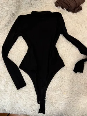 Banana republic Black Ribbed Turtleneck Bodysuit thumbnail 3