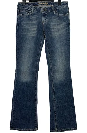 American Eagle Skinny Flare Bootcut Low Rise Full Length Jeans Stretch 4 Blue thumbnail 1
