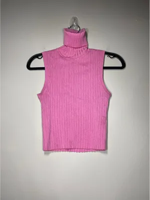 ZARA Pink Turtleneck Crop Sweater Vest Y2K Barbie Festival thumbnail 2
