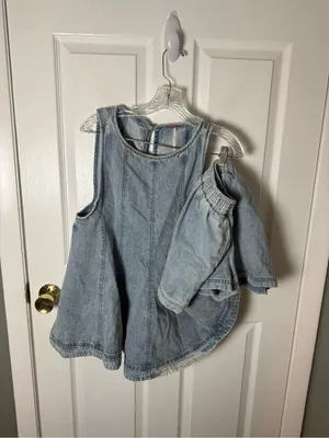 Free People Cassius Denim Set in Bleachout XS thumbnail 2