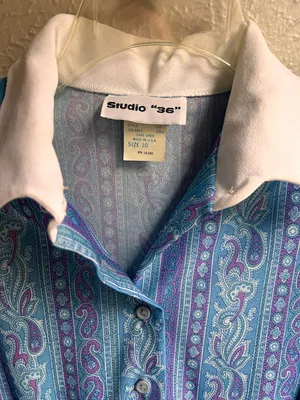 Vintage 80s blue paisley belted dress Size 10 thumbnail 6