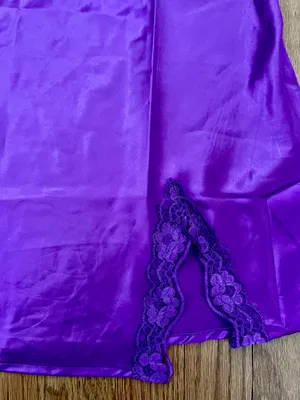 Purple Satin Nightgown Slip Dress thumbnail 4