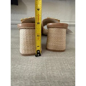 A New Day Kathleen Beige Raffia Crystal Buckle Block Heel Slide Sandals Size 10 thumbnail 6