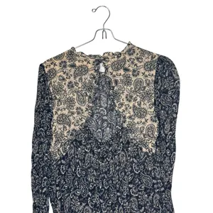 Boden Women's Top Ruffle‎ Georgette Round Neck Swing Paisley Blouse Black Sz. 10 thumbnail 10
