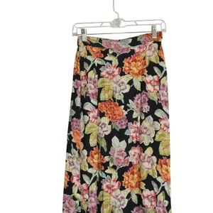 Passports Pier 1 Imports Vintage Floral Maxi Skirt Black Rayon Boho Size Small thumbnail 2