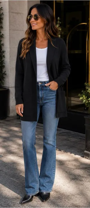 J. Crew 100% Cotton Black Open-Front Knit Cardigan thumbnail 1
