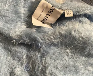 ASOS NWT COLLUSION boxy cardigan in fluffy yarn in pale blue thumbnail 6