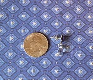 cute mini clear Czech glass teardrop simple dangle earrings 🤍🌟 thumbnail 6