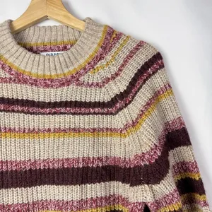 Old Navy Beige‎ Red Stripe Mock Neck Cropped Crewneck Sweater S thumbnail 4
