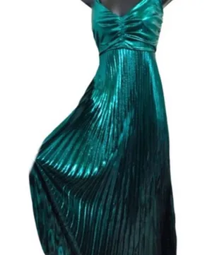 Emerald Pleated Lulus Dress thumbnail 1