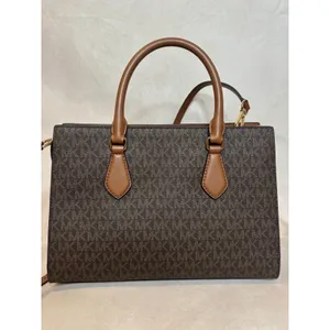 Michael Kors Brown Signature MK Monogram Satchel Purse Bag Crossbody thumbnail 4