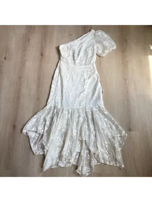 ASTR The Label NWT Women's White Lace Santorini One Shoulder Floral Midi Dress S thumbnail 8