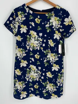 Lulus Floriana Navy Blue Floral Print Shift Dress Women’s Size Small New w/ tag! thumbnail 3