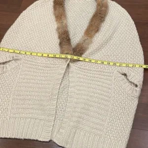 Vintage Fur Trim Cream Knitted cardigan thumbnail 4