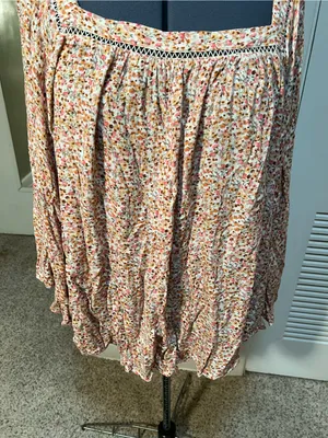 Lane Bryant Womens Plus Sz 26/28 Peasant Blouse Batwing Square Neck Ditsy Floral thumbnail 3