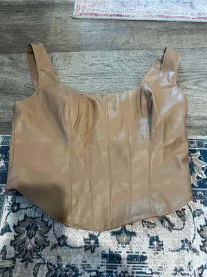 Abercrombie Brown Faux-Leather Corset Tank Top - Women thumbnail 3