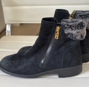 Cole Haan Waterproof Black‎ Suede Faux Fur Trim Ankle Boots W04744 womens 8b thumbnail 1