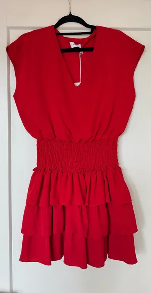 Red Smocked Dress Boutique Dress thumbnail 1
