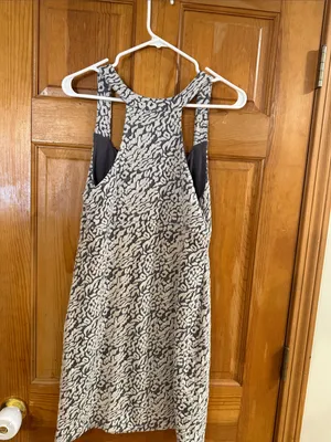 Free people racerback knit dress grey / white leopard style dress size large . thumbnail 5
