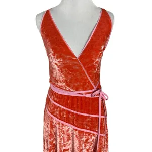 Free People Deia Velvet Midi Dress Pink Rose Strappy Dainty Romantic Small thumbnail 8