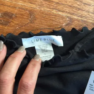 NWT Lime Blue‎ black crop top, large. thumbnail 2
