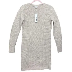 525 America Tessa Cable Knit Sweater Dress Beige‎ Cashew Heather Revolve thumbnail 4