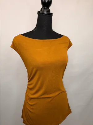 Ann Taylor Brown Short Sleeve Boatneck Top thumbnail 3
