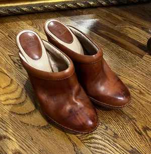 Frye Brown Leather Clogs thumbnail 1
