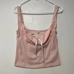 Garage Pink Corset Tank Top Women’s M Cowl Neck Ribbon Coquette Y2K thumbnail 2