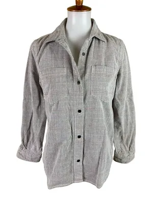Madewell Lightweight Plaid Button Up Shirt‎ Gray Orange Long Sleeve Small thumbnail 1