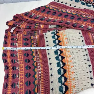 Easel Multicolor Oversize‎ Patterned Boho knit cardigan Size S thumbnail 7