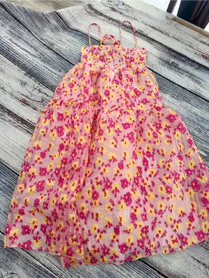 Collective The Label Pink Floral Midi Dress with Smocked Bodice thumbnail 4