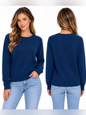 Vintage Danielle Martin 100% Cashmere Mock Neck Blue thumbnail 2
