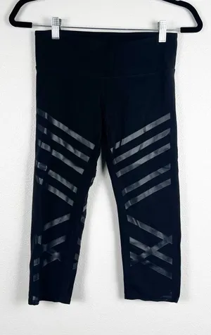Alo Airbrush‎ Stripe Leggings Black Sz S thumbnail 1