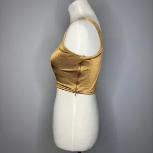 Blue Blush- Gold Metallic Cropped Tank Top thumbnail 5